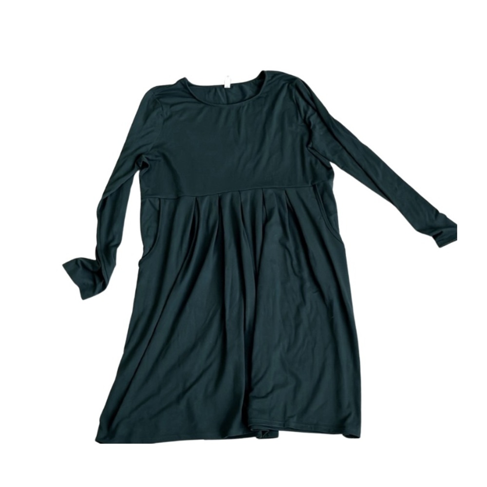 Comfy Long Sleeve Green Dress with Pockets